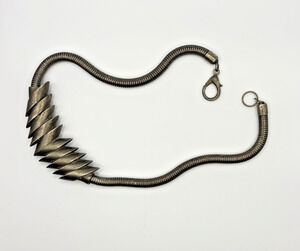 Modernist Bronze Toned Snake Chain Statement Necklace 17” Length